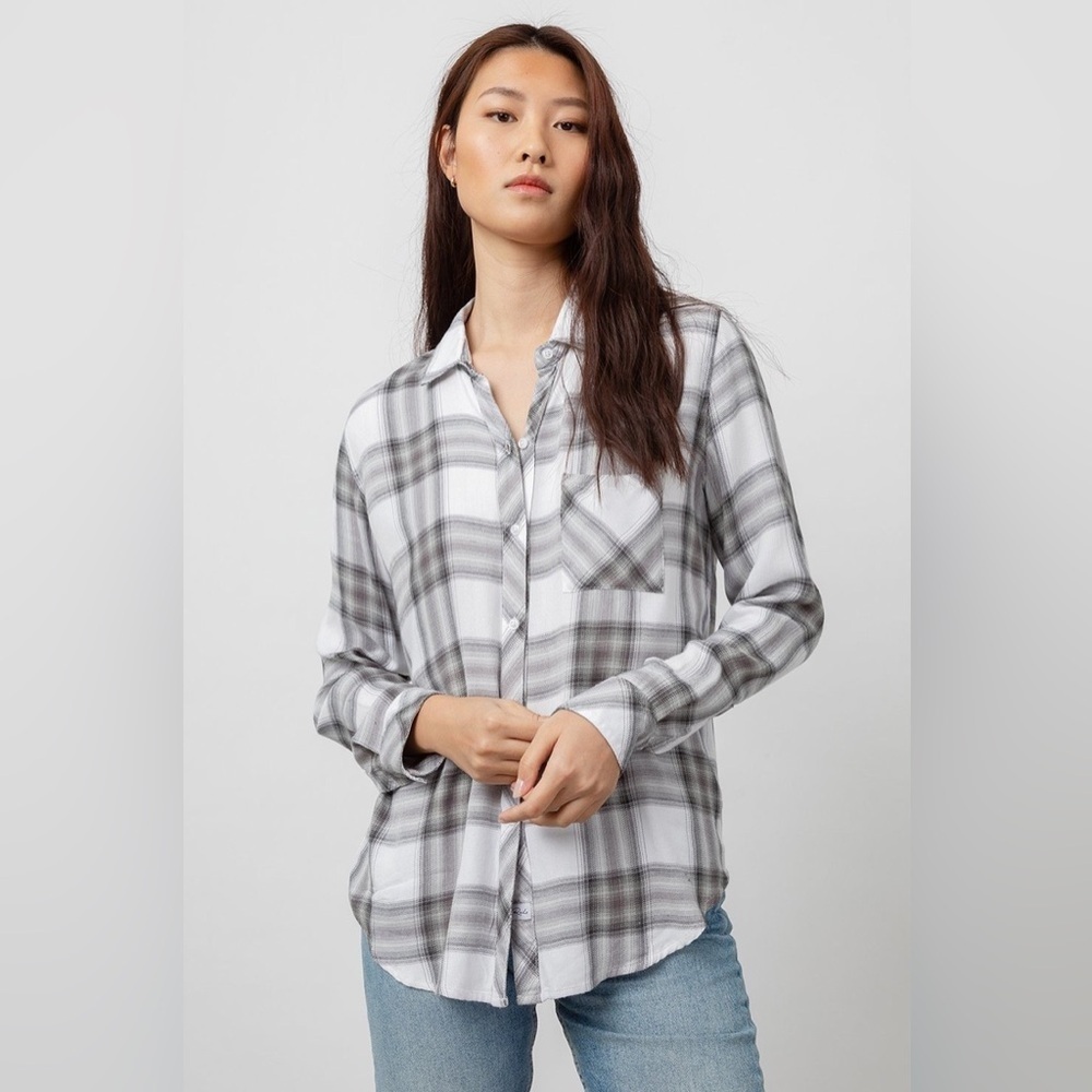 Rails | Hunter Button Down Plaid Flannel White Ash Mint Small Fall Cozy Campfire